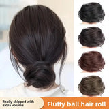 DAIIIBABYYY  -  Women's Low Bun Hair Wig Fake Hair Circle Twist Hair Pack Ancient Style Flower Bud Fluffy Hair Extension Real Human Hair