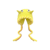 Daiiibabyyy  Women's Winter Hats Cute Funny Little Monster Knitted Hat Winter Plush Warm Woolen Hat With Straps Ear-protecting Lei Feng Hat