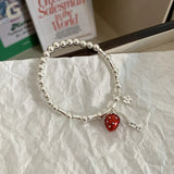 Daiiibabyyy 925 Sterling Silver Strawberry Tassel Bracelets for Women Girl Irregular Versatile Creative Jewelry Gift Dropshipping