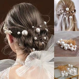 Daiiibabyyy  16Pcs Pearl U-shaped Pins Metal Barrette Hair Clips Wedding Bridal Hairstyle Flral Tiara Hair Accessories Hair Styling Tools