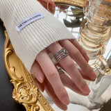 Daiiibabyyy 925 Sterling Silver Purple Zircon Ring for Women Girl Gift Multilayer Weave Texture Retro Jewelry Dropshipping