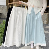 DAIIIBABYYY  -  Fresh and Fashionable Lace Lace Splicing Half Skirt Summer New Versatile Loose High Waist Long Skirt
