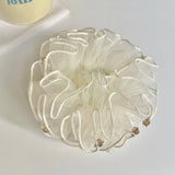 Daiiibabyyy  1PC Elegant White Organza Scrunchie With Crystal Beads: Romantic Ruffled Hair Accessory For Women, Perfect For Daily