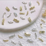Daiiibabyyy 20Pcs Irregular Alloy Nail Art Decorations Gold Silver 3D Nail Chain DIY Manicure INS Japanese Nail Art Jewelry Accessories