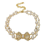 Daiiibabyyy Fashion 2-layers White Imitation Pearl Choker with Metal Slice Fixation Wide Bib Necklace Jewelry for Charm Women Party Gift