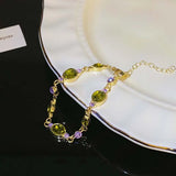 Daiiibabyyy  Luxury Green Zircon Bracelets for Women Exquisite Vintage Metal Shiny Crystal Oval Design Bracelets Party Jewelry Gifts New