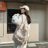 Daiiibabyyy  Fashion Flower Print Women's Backpacks Multifunction Large Capacity School Backpack Zipper Book Bag Students