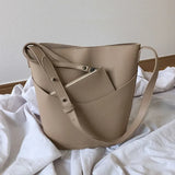 Daiiibabyyy Women Bucket Bag Korean style ladies Shoulder bag Casual Crossbody Bag Large Capacity PU Leather purse and hanbags Black bolsas