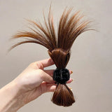 DAIIIBABYYY  -  Korean Fashion Women Hair Claw Lazy Feather Ponytail Claw Meatball Head Crab Clip Fake Hair Clamp High Ponytail Hair Accessories