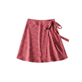 DAIIIBABYYY  -  Women's American Retro Elegant Floral One-piece Skirts Female Summer High Waist Slim Lace-up A-line Casual All-match Short Skirt