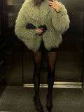 DAIIIBABYYY  -  Solid Color Plush Women's Coat Fashion Fluffy Faux Fur Jacket  Long Sleeve Warm Cardigan Coat 2024 Lady Winter Street Outerwear