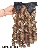 Daiiibabyyy  High Ponytail Wig Female Retro Qipao Hairstyle Gold Powder Family Republic Of China Roman Curly Long Hair Ponytail