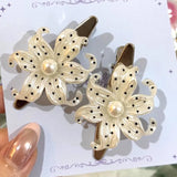 Daiiibabyyy  2pairs Elegent Lily Hair Clips with Star Print Harajuku Vintage INS Trendy Flower Shape Hairpin Aesthetic Hair Accessories Girls