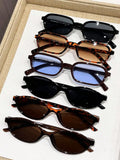 Daiiibabyyy  4Pcs/6Pcs Retro Fashion Rectangular & Oval Small Frame Sunglasses Set, Cool/Gentle, Versatile for Daily Wear and Commuting
