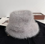 Daiiibabyyy  Winter New Imitation Fox Fur Fur Velvet Ladies Hat Ins Style Korean Fashion Luxury Fisherman Hat Outdoor Shopping Accessories