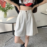 Daiiibabyyy  High Quality Cotton Casual Shorts Women Korean Wide Leg Straight Short Pans Women Summer Black  All Match Streetwear Bottoms New