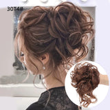Daiiibabyyy  Synthetic Hair Bun Chignon Messy Curly Hair Band Elastic Scrunchy False Hair Pieces For Women Hairpins Black Brown