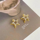 Daiiibabyyy  Double-Layer Star Stud Earrings for Women Exquisite Simple Crystal Ear Studs Hiphop Trendy Casual Versatile Jewelry Gifts 2026