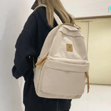 Daiiibabyyy  Fashion Nylon Casual Backpack Solid Color Wear-resistant Students Schoolbag Large Capacity Zipper Travel Rucksack