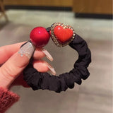 DAIIIBABYYY  -  Fashion red square hair band women's high-end versatile ponytail headband Korean version of ball hair new hair accessories