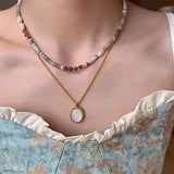 Daiiibabyyy  New Natural Stone Pearl Bracelet Women's Luxury Elegant Handmade Beadeds Chain Necklace New Fashion Luxury Jewelry