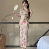 DAIIIBABYYY  -  Women Floral Luxury Party Evening Dress Summer Elegant Hollow Out Neck-mounted Long Dress 2025 Korean Bodycon Festival Vestidos