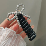 DAIIIBABYYY  -  Fashion Beaded Bow Telephone Wire Hairband Ponytail Braid Elastic Spiral Rubber Band Simple Hair Ties For Girls Hair Accessories