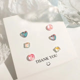 DAIIIBABYYY  -  Y2K Sparkling Colorful Laser Heart Round Stud Earrings for Women Korean Fashion Kpop Cute Earring Jewelry Party Gift