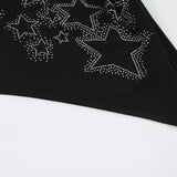 DAIIIBABYYY  -  Star-shaped Rhinestone Slit Crop Top Asymmetric Drawstring Lace-up Strapless Tube Tops for Women y2k Aesthetic Summer Tee