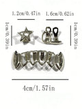 Daiiibabyyy  Fashionable Dental Jewelry With Stars/Hollowed-Out Horizontal Bars/Four-Hollowed-Out Lower Teeth Hip-Hop Dental Jewelry