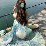 DAIIIBABYYY  -  Fashion Dress for Women Sleeveless French Style Korean Dresses Slim Floral Sling Backless Midi 2024 New Spring Summer Dress