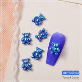 Daiiibabyyy 5pcs/bag Nail Art Pearly Shiny Bear Jewelry Flat Bottom Nail Rhinestones Aurora Colorful Cartoon Nail Decoration Accessories