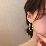Daiiibabyyy  -  Golden Round Crystal Hoop Earrings for Women Bijoux Geometric Rhinestones Earrings Statement Jewelry Party Gifts