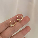 Daiiibabyyy  Kaitin Trendy Gold Plated Geometric Gear Shape Circle Hoop Earrings for Women Girl Fashion Zircon Jewelry Buckle Type