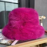 Daiiibabyyy  Oversize Faux Fur Bucket Hat Winter Luxury Warm Fluffy Fisherman Hat Women Fashion Party Caps Female Furry Thickened Basin Hat