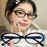 DAIIIBABYYY   -  Vintage Oval Glasses Women Girls Y2K Red Green Frame Glasses Eyewear Decorative Computer Anti-blue Eyeglasses Decorative Goggles