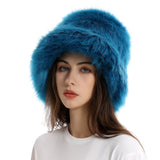 Daiiibabyyy  New autumn and winter plush imitation fox fur basin hat ski hat fisherman hat warm fur furry imitation fur women's hat