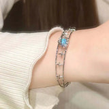 Daiiibabyyy  Y2K Blue Peach Heart Zircon Bracelet For Women Simple Crystal Cross Star Irregular Geometric Bracelet  Aesthetic Jewelry