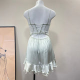 Daiiibabyyy  French Lolita Girl Sleepwear Ice Silk Sexy Nightdress with Chest Pad High Quality Suspender Night Gown for Women Camisolas