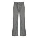 Daiiibabyyy  Casual Striped Pants Draped Floor-Length Women Autumn All-season Multiple Styles High Waist Tie Straight Comfortable Home Pants