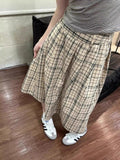 Daiiibabyyy  Vintage Plaid Skirt Women Preppy Style Harajuku Long Skirts Japanese Style Casual High Waist Maxi Skirts Streetwear