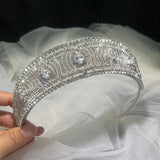 Daiiibabyyy Luxury Cubic Zirconia Bridal Crown Tiara Rhinestone Pageant Diadem Princess Crystal Tiaras CZ Headpiece Wedding Hair Accessories