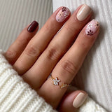 Daiiibabyyy  24Pcs Short Square Head Press on Fake Nails Black Polka Dot Design False Nails Simple Wearable Artificial Full Cover Nails Tips