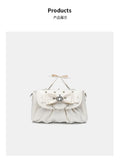 Daiiibabyyy  Elegant Pink Bow Rhinestone Underarm Bag Sweet Lolita Pleated Shoulder Bags Portable Bow Handle Handbag Cute Ita Purse Trendy