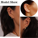Daiiibabyyy 1Pair Gold Color Hoop Earrings For Women Fashion Cubic Zirconia Small Huggie Cartilage Earrings Helix Tragus Piercing Jewelry