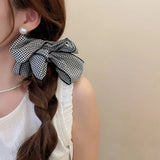 Daiiibabyyy  Elastic Flower Hair Scrunchies Cloth Korean Style Blue Plaid Hair Ring Ponytail Holder Hair Rope Lattice Hair Tie Daily