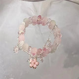 Daiiibabyyy  New Trendy Red Crystal Beaded Maple Leaf Bracelet for Women Fashion Butterfly Feather Pendant Bracelet Friendship Jewelry Gift