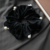 DAIIIBABYYY  -  Fashion Winter Headwear Black Velet curled edge Scrunchies for Hair Lady Elegant Hair Ties Elastic Hair  Bands Hair Accessories