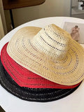 Daiiibabyyy  Oversized Brim Sunscreen Sun Hats Women Fashion Foldable Sense Beach Cap Sunshade UV Protection Hollow Designer Sense Straw Hat