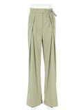 Daiiibabyyy Green Loose Mopping Trousers Straight High Waist Casual Fashion Drape Wide Leg Pants With Pockets Women New Fashion